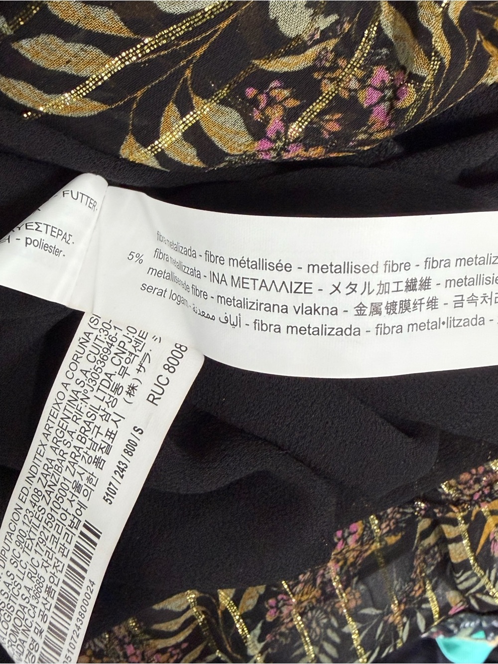 Zara Women’s Small Black Gold Floral & Striped Tiered Mini Skirt - Picture 14 of 15